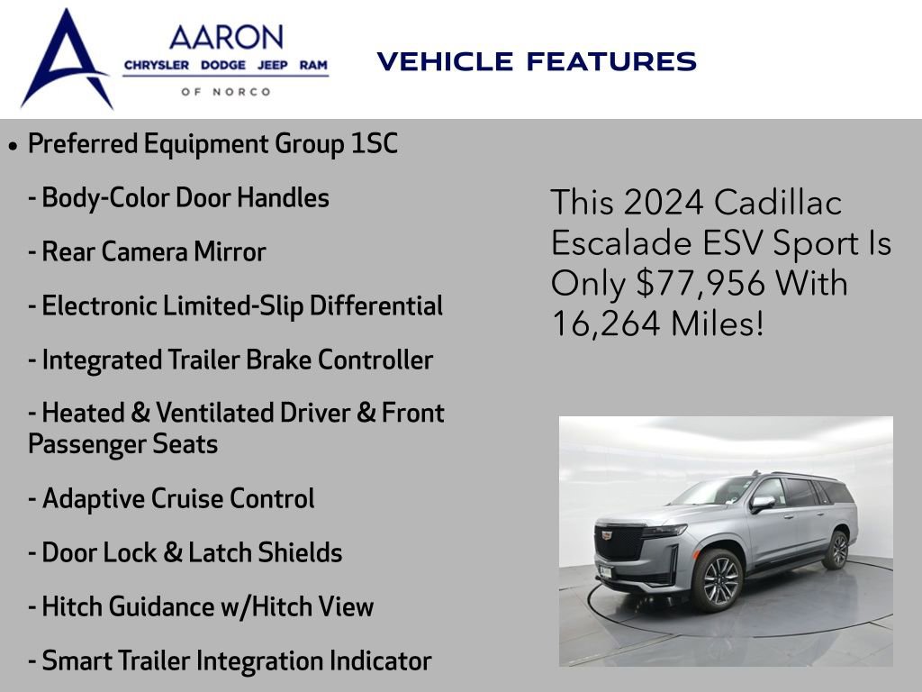 Used 2024 Cadillac Escalade ESV Sport w/ Heavy-Duty Trailer Package image 9