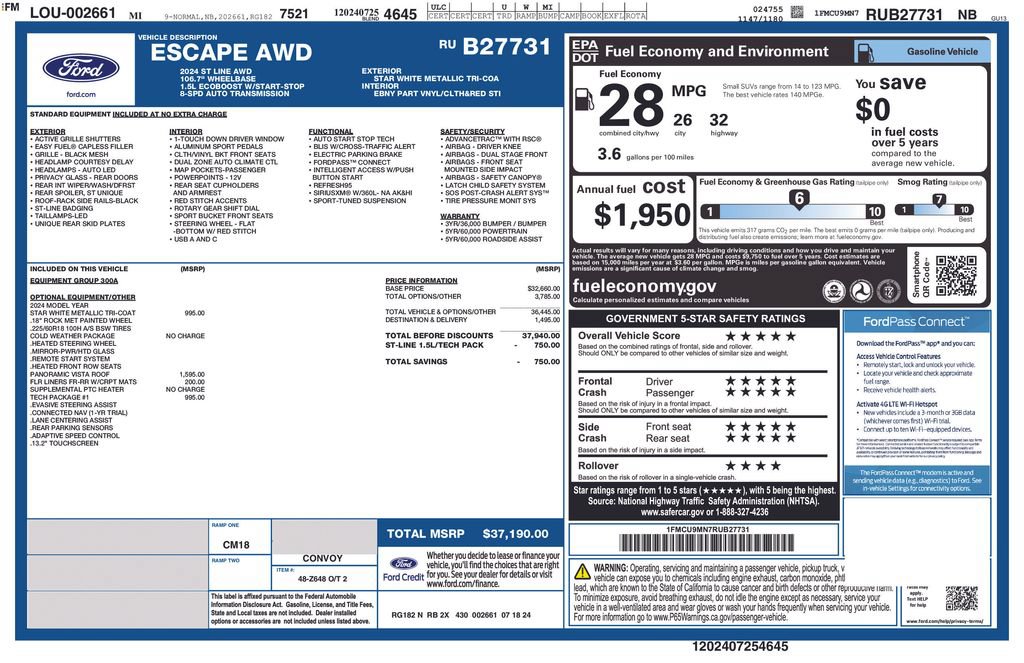 Certified 2024 Ford Escape ST-Line w/ Tech Pack #1 AWD/4WD image 26