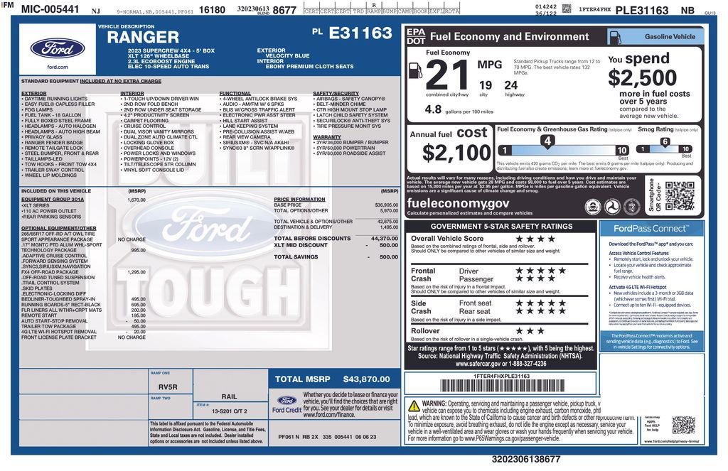 Used 2023 Ford Ranger XLT w/ Equipment Group 301A Mid image 9