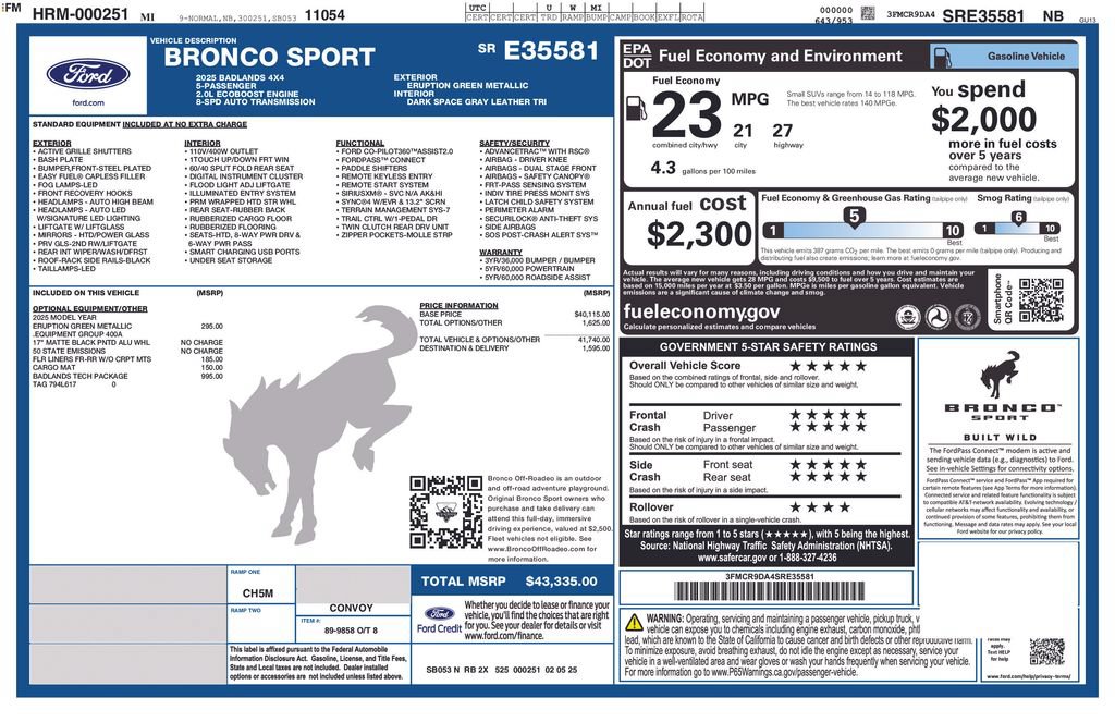 Used 2025 Ford Bronco Sport Badlands w/ Badlands Tech Package AWD/4WD image 9