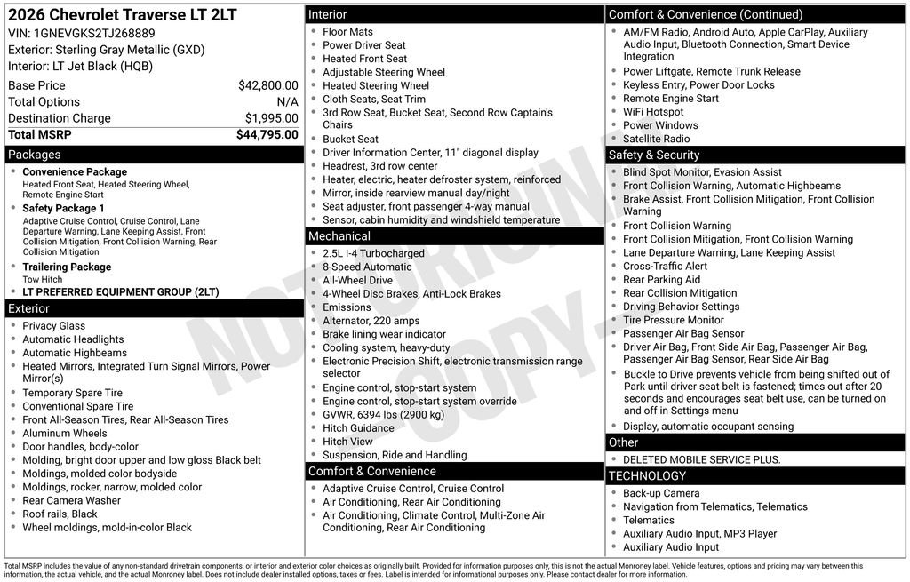 New 2026 Chevrolet Traverse LT image 9