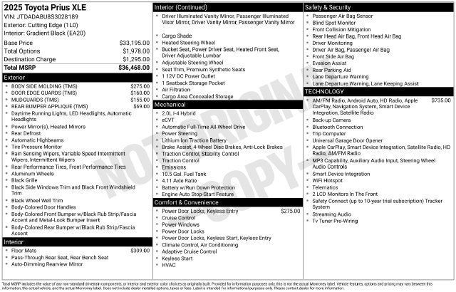 Certified 2025 Toyota Prius XLE AWD/4WD image 36