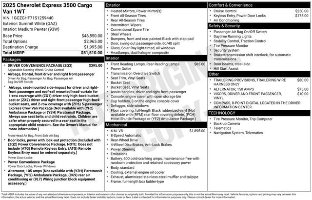 New 2025 Chevrolet Express 3500 Extended w/ Driver Convenience Package image 6