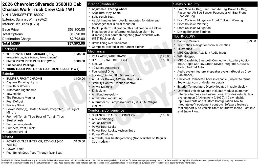 New 2026 Chevrolet Silverado 3500 W/T w/ WT Convenience Package AWD/4WD image 23