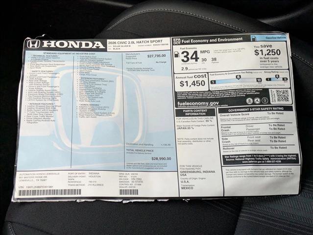 New 2026 Honda Civic Sport image 19