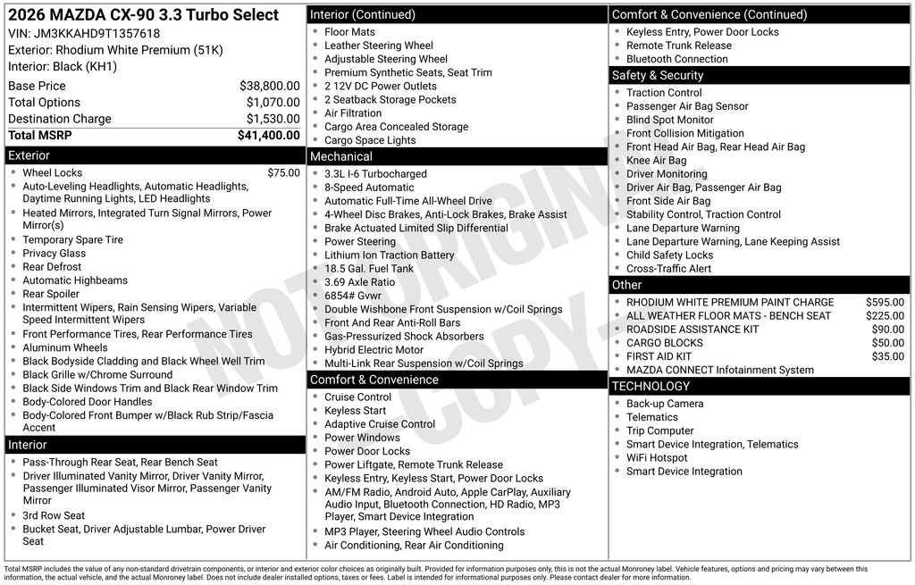 Certified 2026 MAZDA CX-90 3.3 Turbo w/ Select Package AWD/4WD image 34
