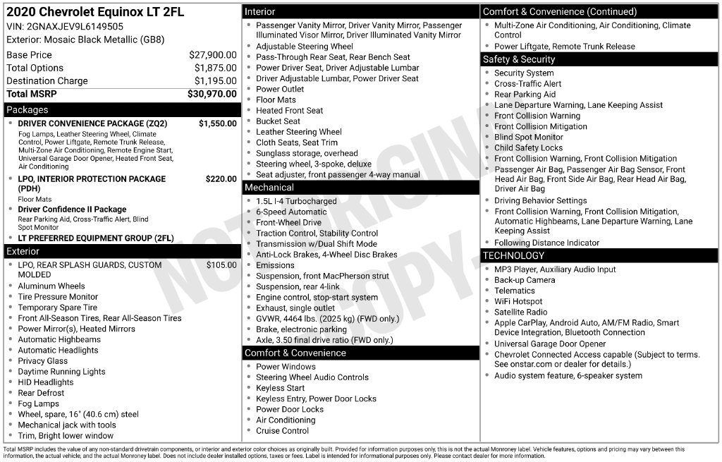 Used 2020 Chevrolet Equinox LT w/ Driver Convenience Package FWD image 5