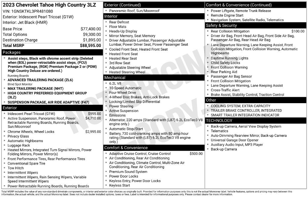 Used 2023 Chevrolet Tahoe High Country AWD/4WD image 2