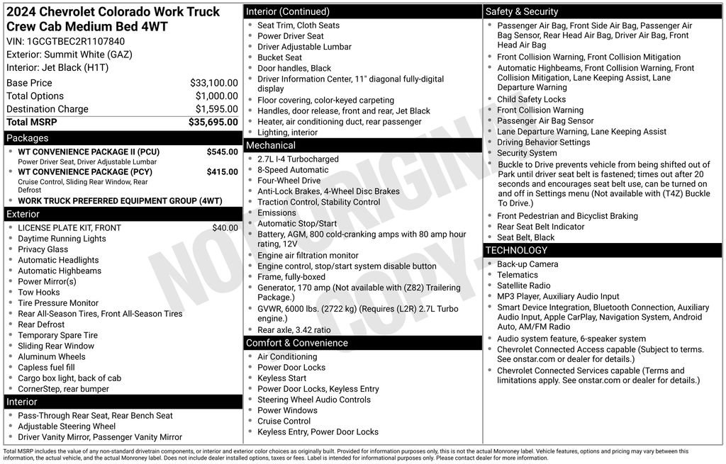 Used 2024 Chevrolet Colorado W/T w/ WT Convenience Package II AWD/4WD image 5