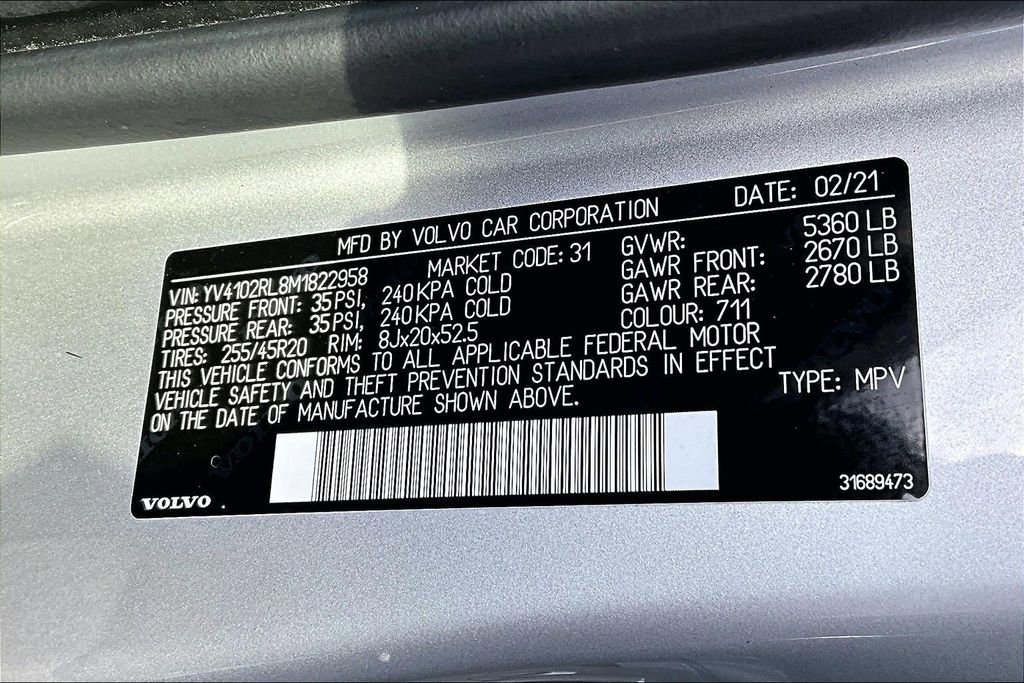 Used 2021 Volvo XC60 T5 Inscription w/ Advanced Package image 19