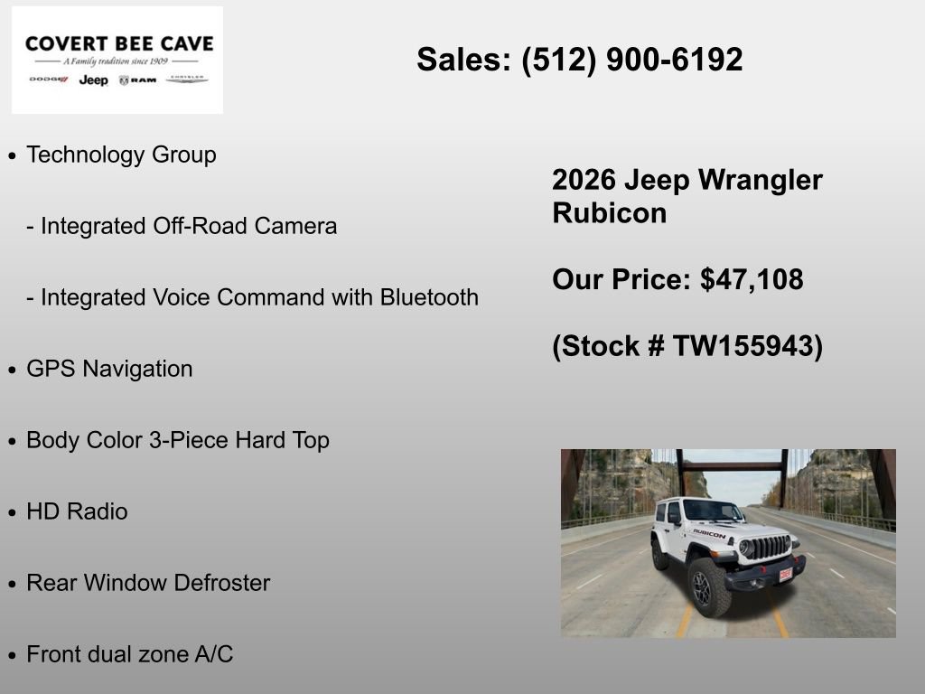 New 2026 Jeep Wrangler Rubicon w/ Technology Group AWD/4WD image 18