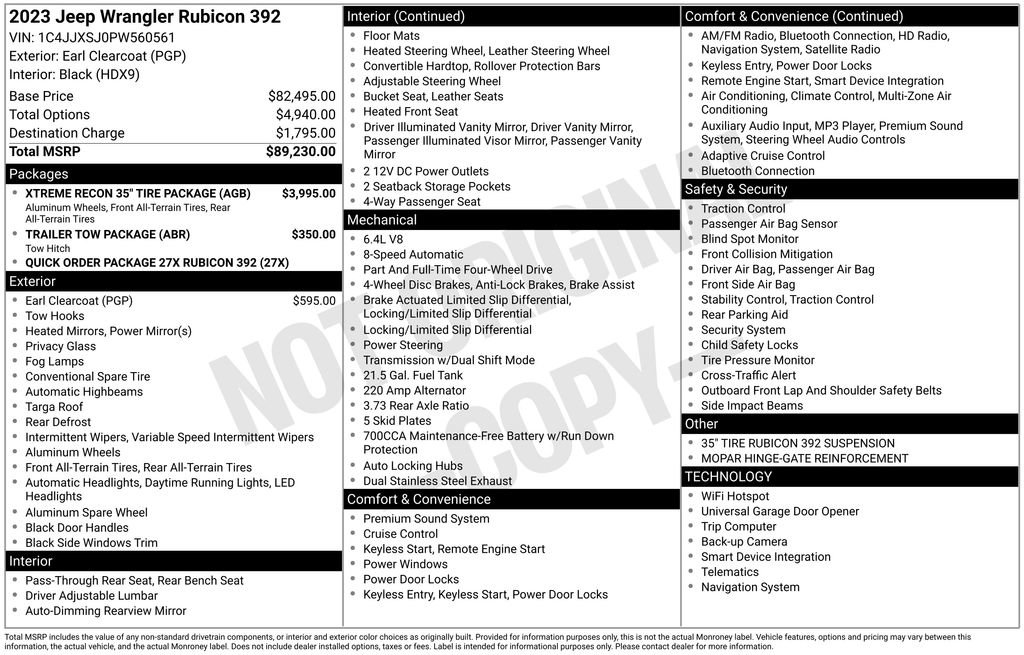 Used 2023 Jeep Wrangler Rubicon 392 w/ Xtreme Recon 35" Tire Package image 15