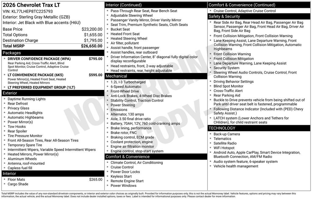 New 2026 Chevrolet Trax LT w/ Driver Confidence Package FWD image 33