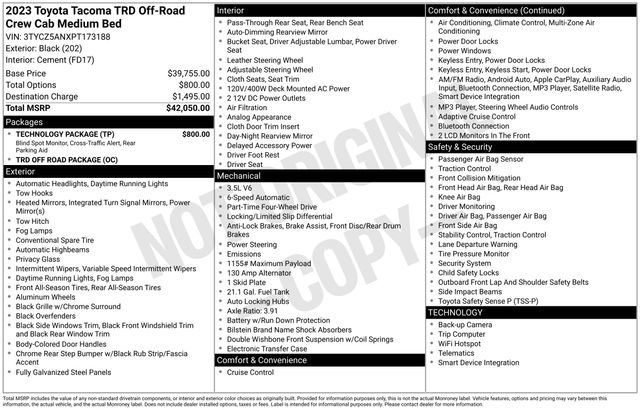 Used 2023 Toyota Tacoma TRD Off-Road w/ Technology Package image 36