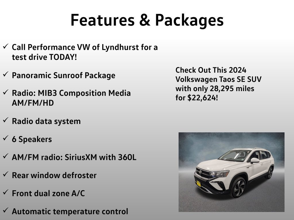 Used 2024 Volkswagen Taos SE w/ Panoramic Sunroof Package AWD/4WD image 4