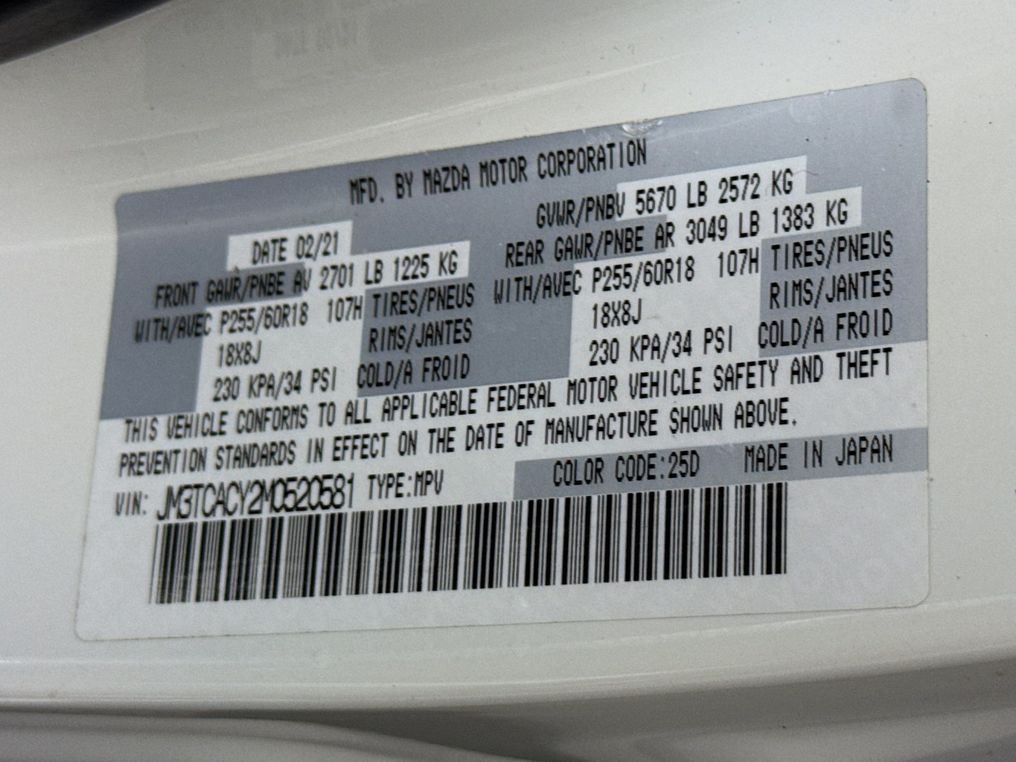 Used 2021 MAZDA CX-9 Touring w/ Touring Premium Package FWD image 40