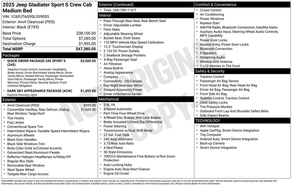 Used 2025 Jeep Gladiator Sport AWD/4WD image 28