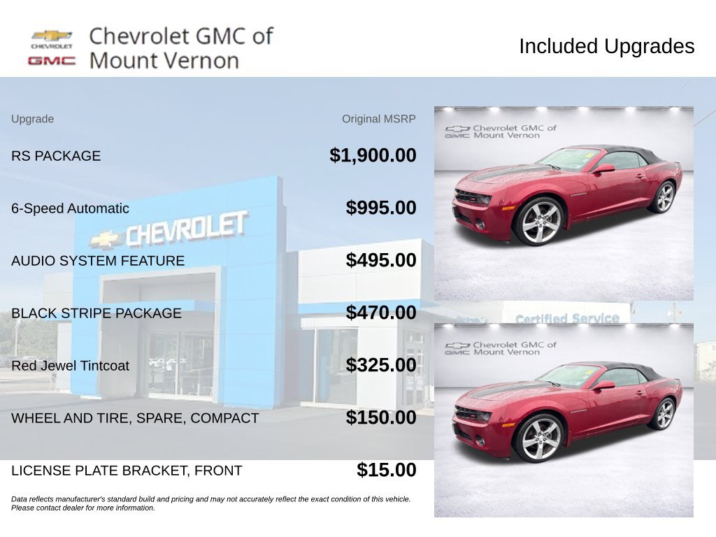 Used 2011 Chevrolet Camaro LT w/ RS Package RWD image 6