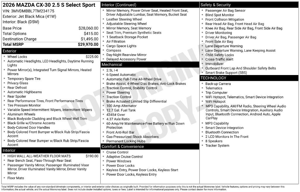 New 2026 MAZDA CX-30 AWD 2.5 S w/ Select Sport Pkg image 40