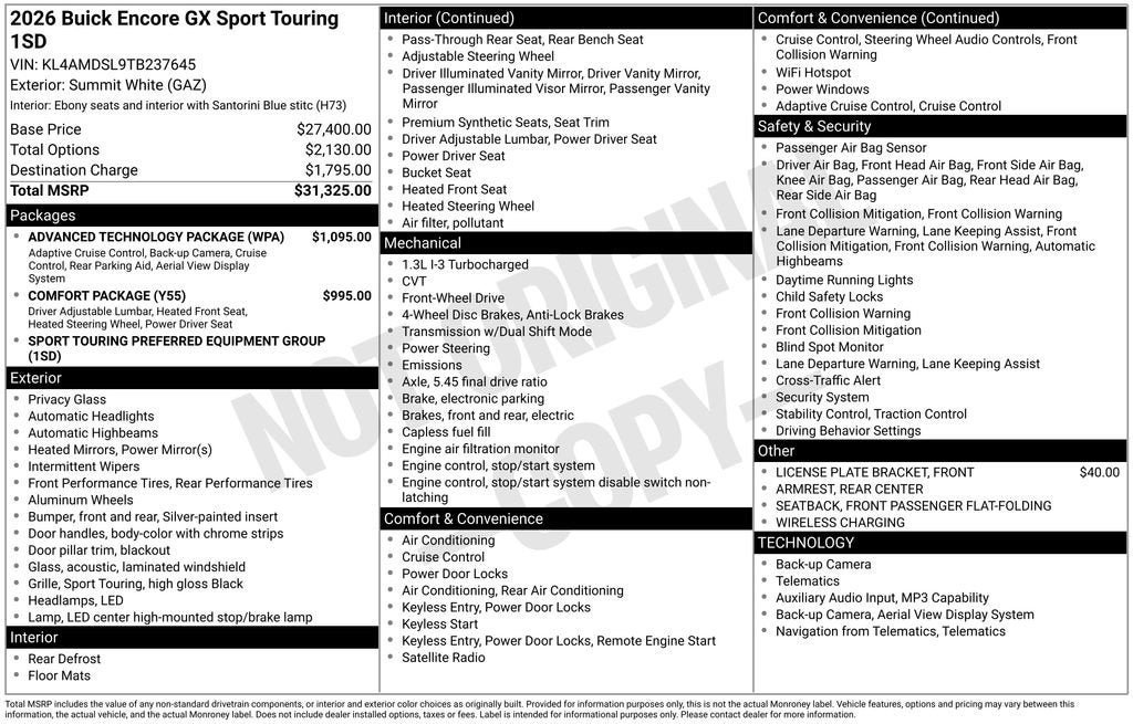 New 2026 Buick Encore GX Sport Touring w/ Advanced Technology Package FWD image 4