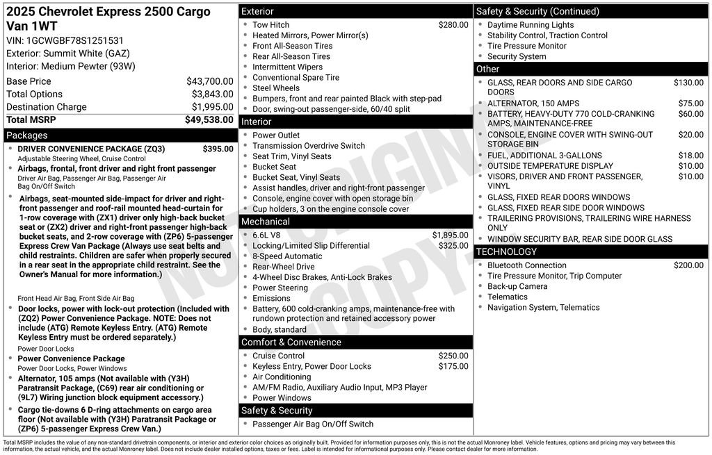 New 2025 Chevrolet Express 2500 Extended w/ Driver Convenience Package image 38