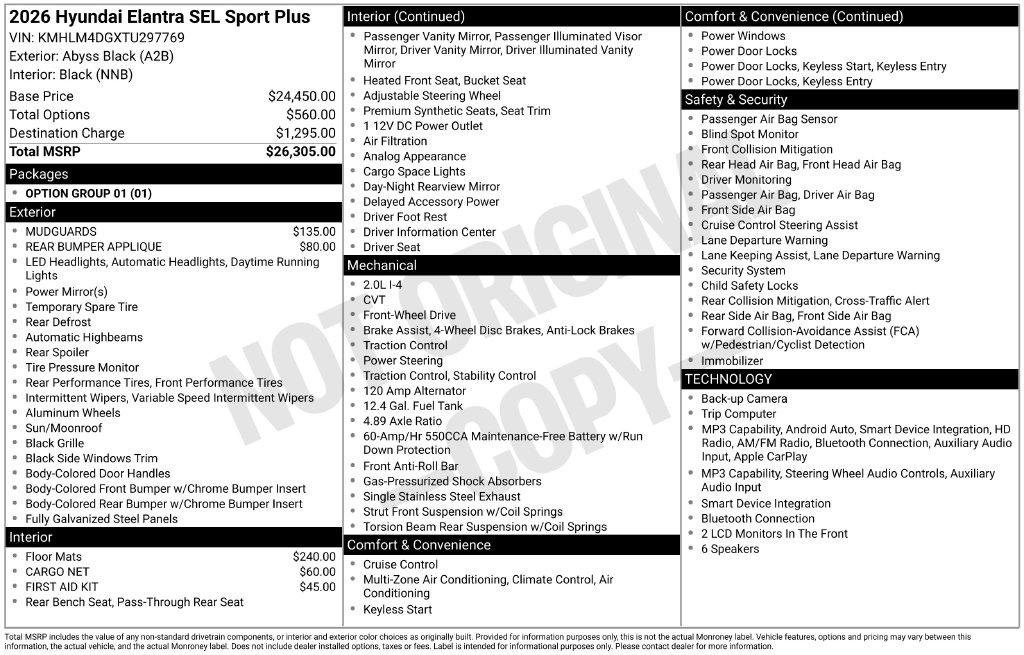 New 2026 Hyundai Elantra SEL Sport FWD image 17