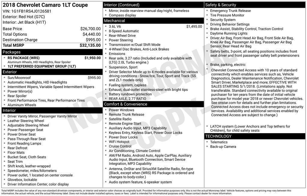 Used 2018 Chevrolet Camaro LT w/ RS Package image 50