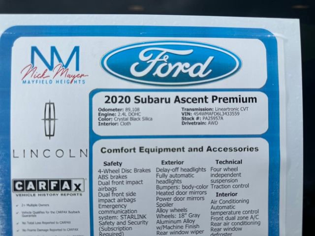Used 2020 Subaru Ascent Premium w/ Convenience Package image 35