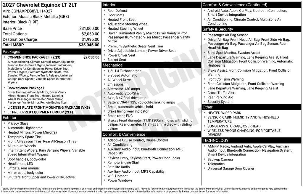 New 2027 Chevrolet Equinox LT w/ Convenience Package II AWD/4WD image 33