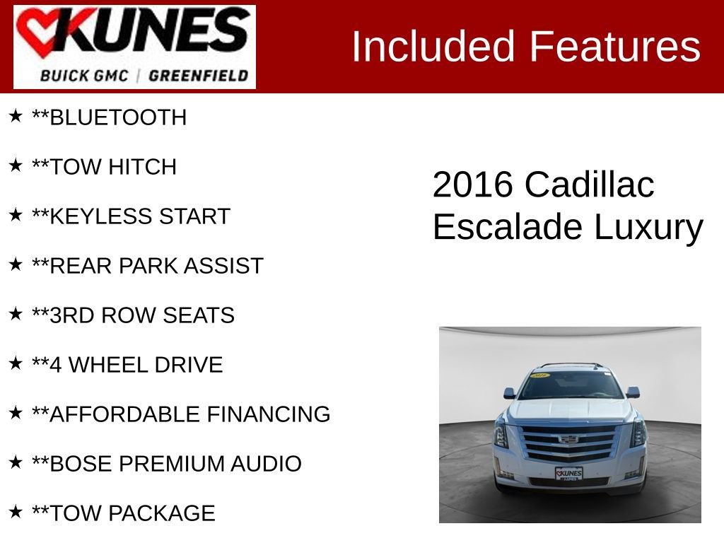 Used 2016 Cadillac Escalade Luxury AWD/4WD image 3