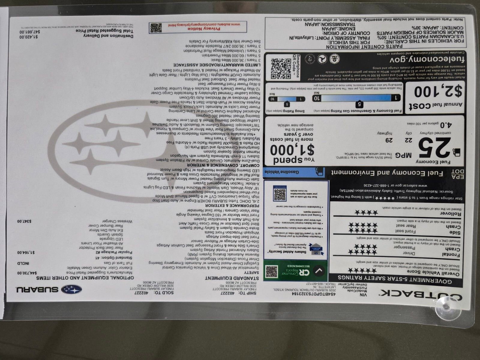 New 2025 Subaru Outback Touring XT w/ Popular Package #2 image 34