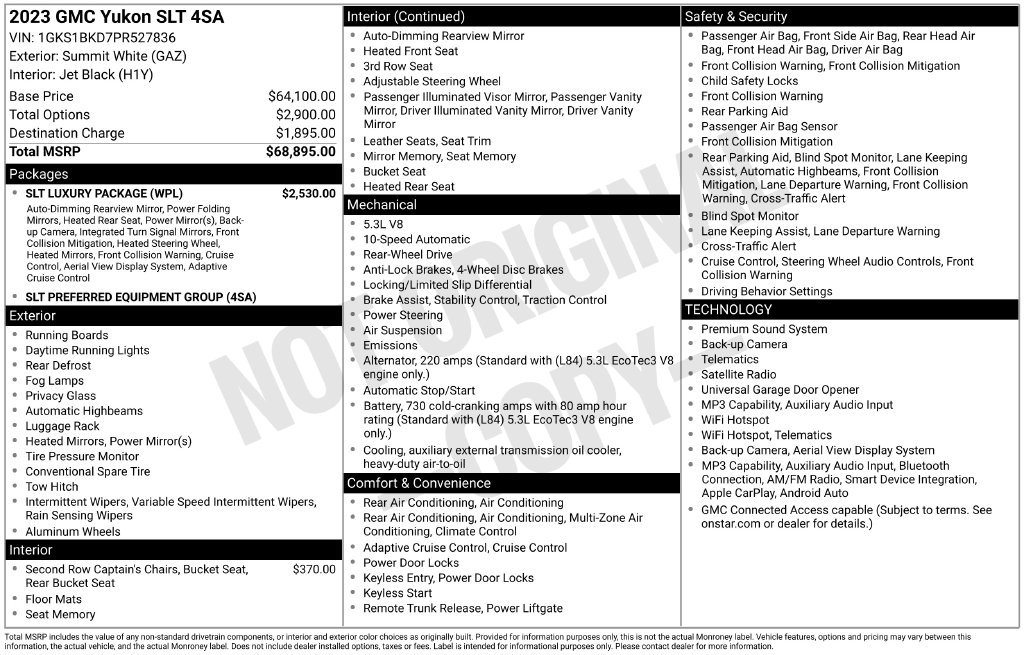 Used 2023 GMC Yukon SLT w/ SLT Luxury Package RWD image 3