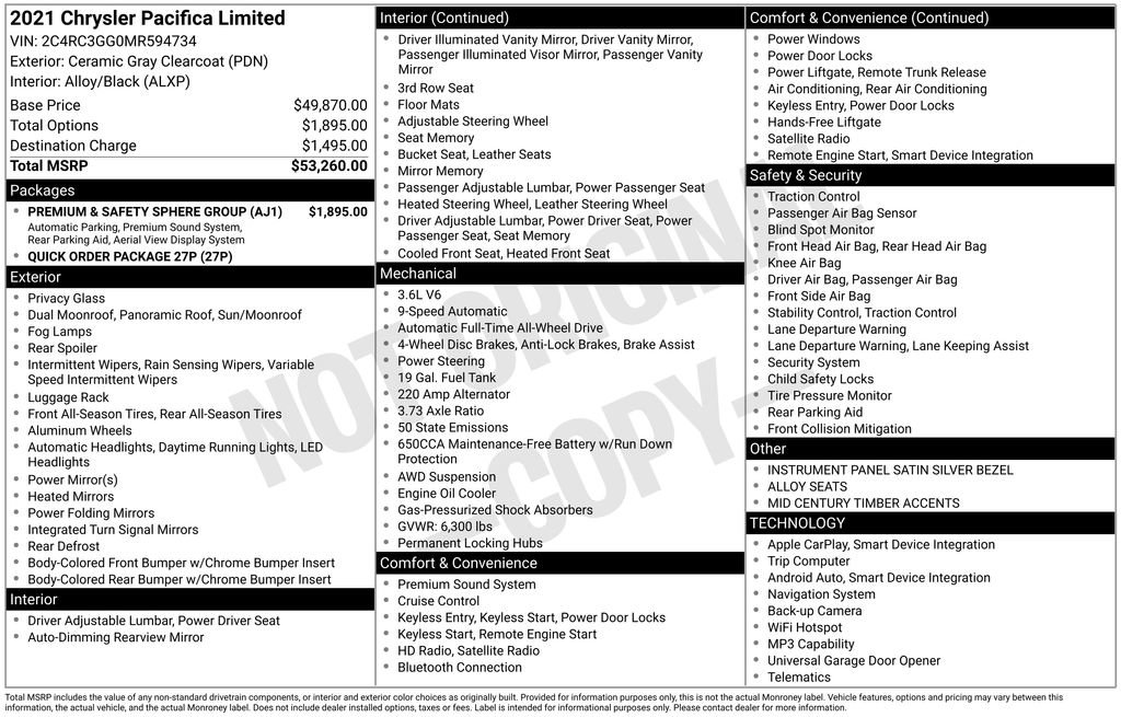 Used 2021 Chrysler Pacifica Limited w/ Premium & Safety Sphere Group AWD/4WD image 12