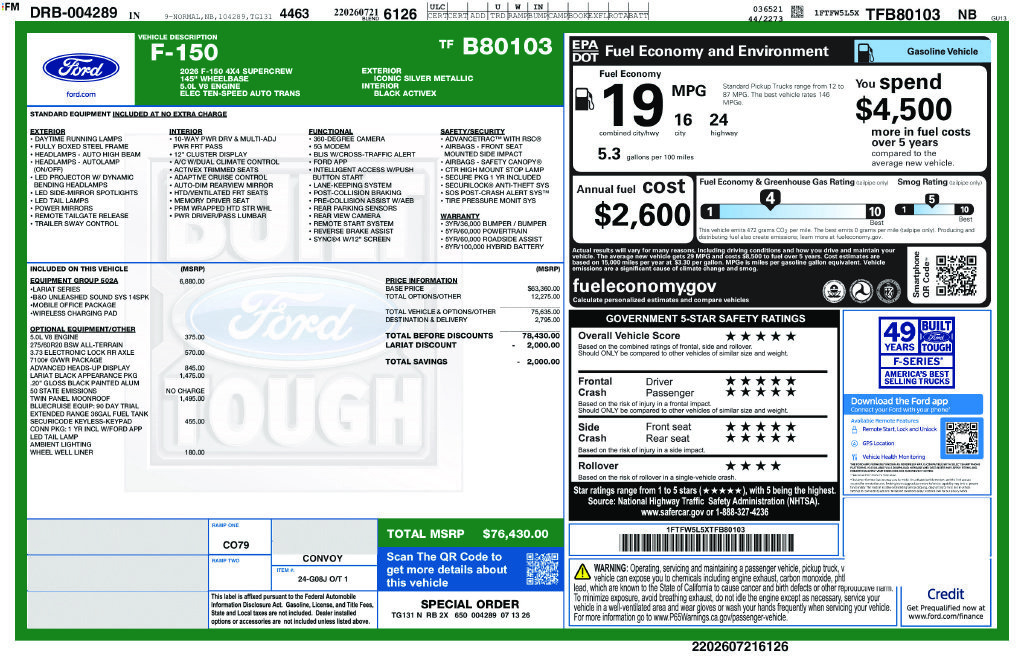 New 2026 Ford F150 Lariat w/ Equipment Group 502A High AWD/4WD image 6