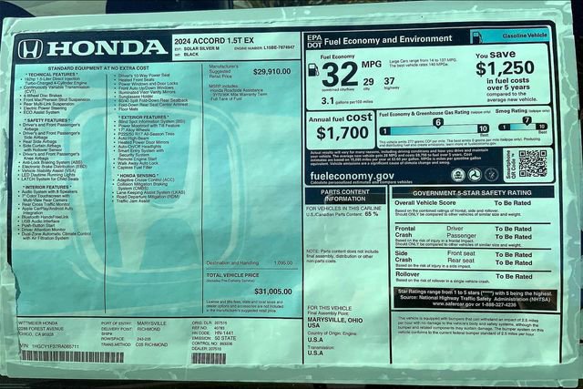 New 2024 Honda Accord EX image 13