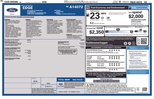 Certified 2024 Ford Edge Titanium w/ Equipment Group 301A AWD/4WD image 39
