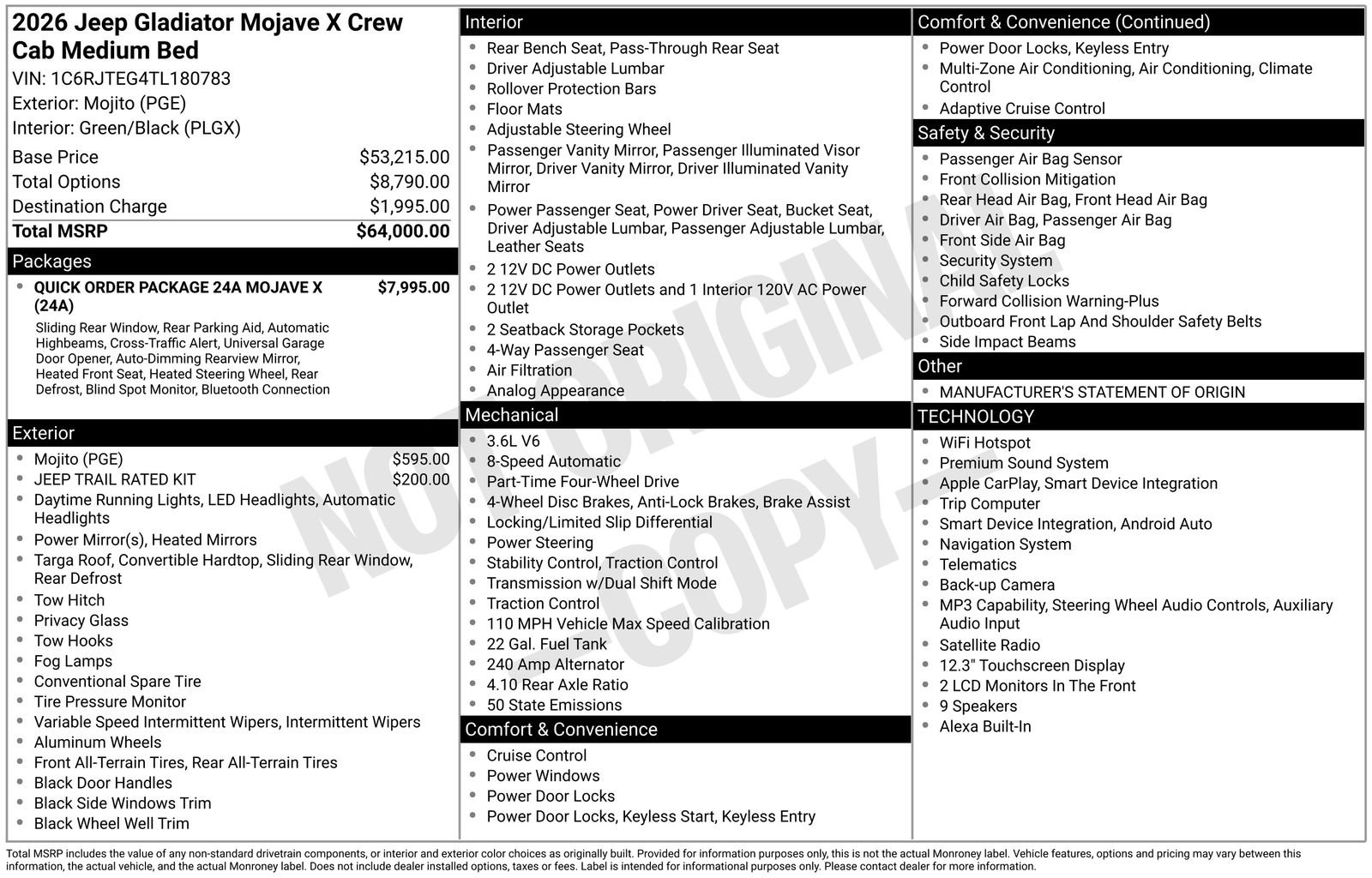 New 2026 Jeep Gladiator Mojave AWD/4WD image 29