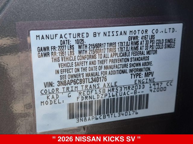 Certified 2026 Nissan Kicks SV w/ SV Premium Package AWD/4WD image 40