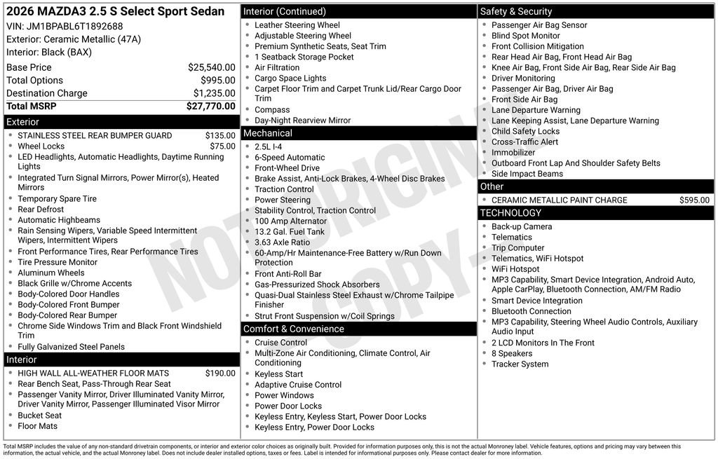 New 2026 MAZDA MAZDA3 s Sport FWD image 33