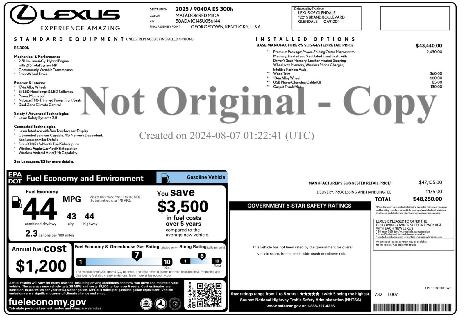 Used 2025 Lexus ES 300h w/ Premium Package FWD image 61