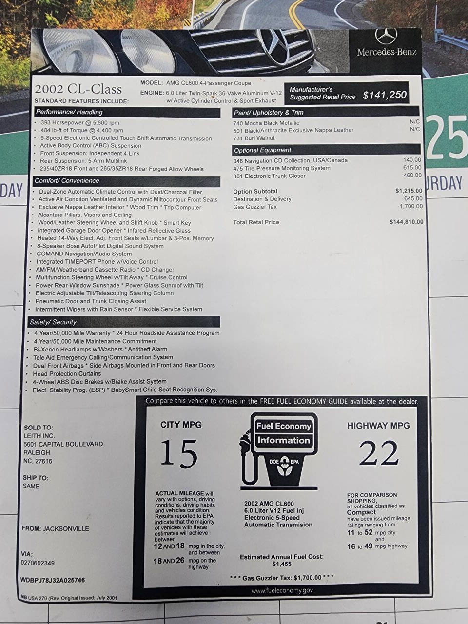 Used 2002 Mercedes-Benz CL 600 image 12