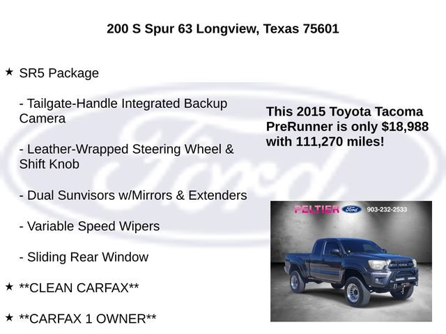 Used 2015 Toyota Tacoma PreRunner w/ SR5 Package RWD image 10