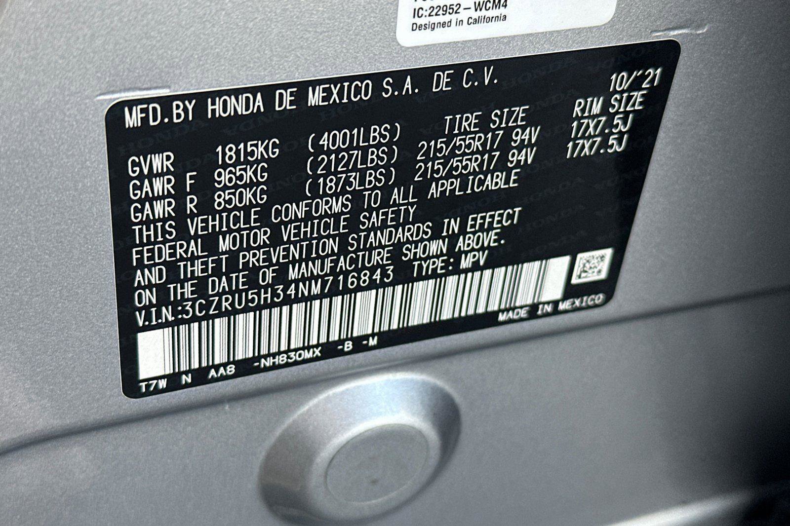 Certified 2022 Honda HR-V LX image 26