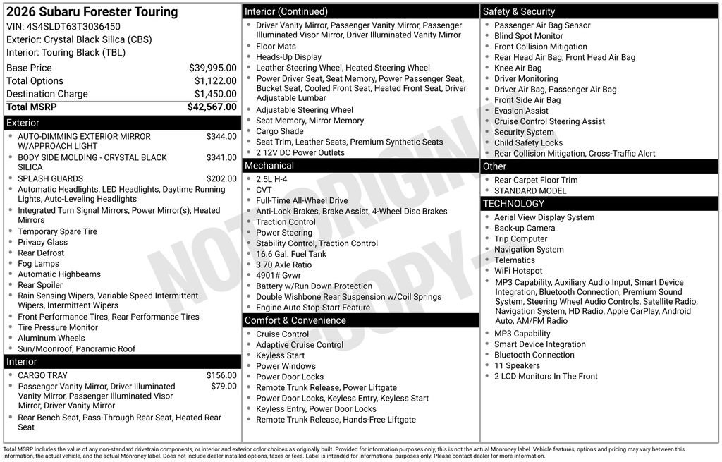 Certified 2026 Subaru Forester Touring AWD/4WD image 8