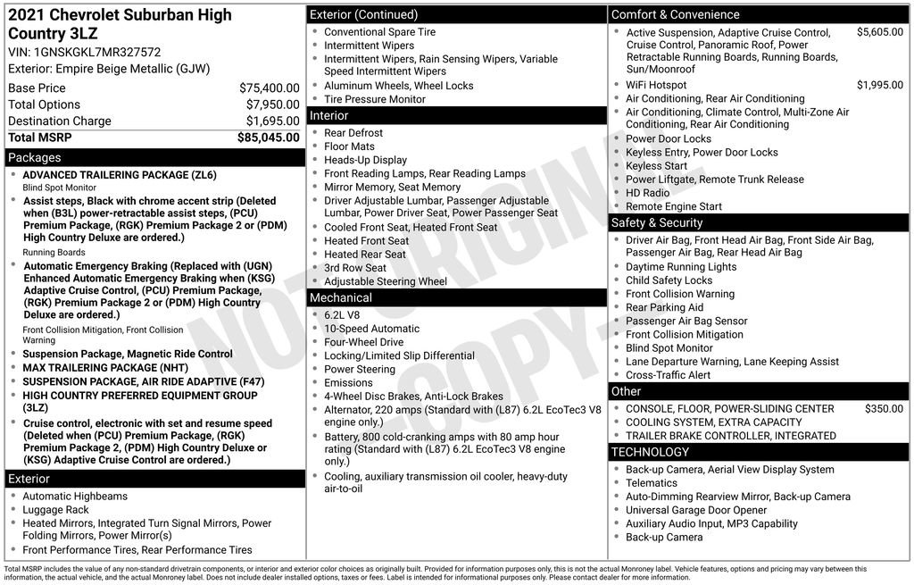 Used 2021 Chevrolet Suburban High Country AWD/4WD image 10