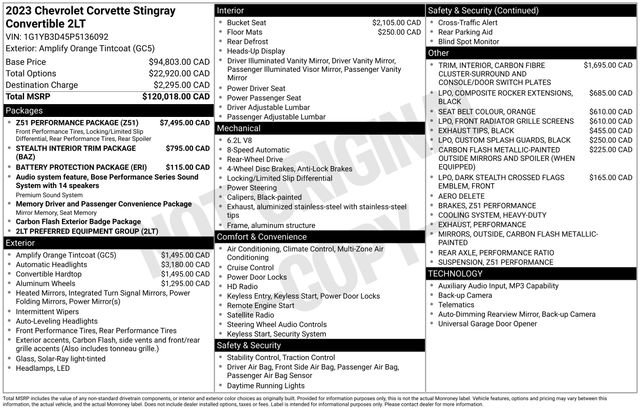 Used 2023 Chevrolet Corvette Stingray Preferred Conv w/ Z51 Performance Package RWD image 37