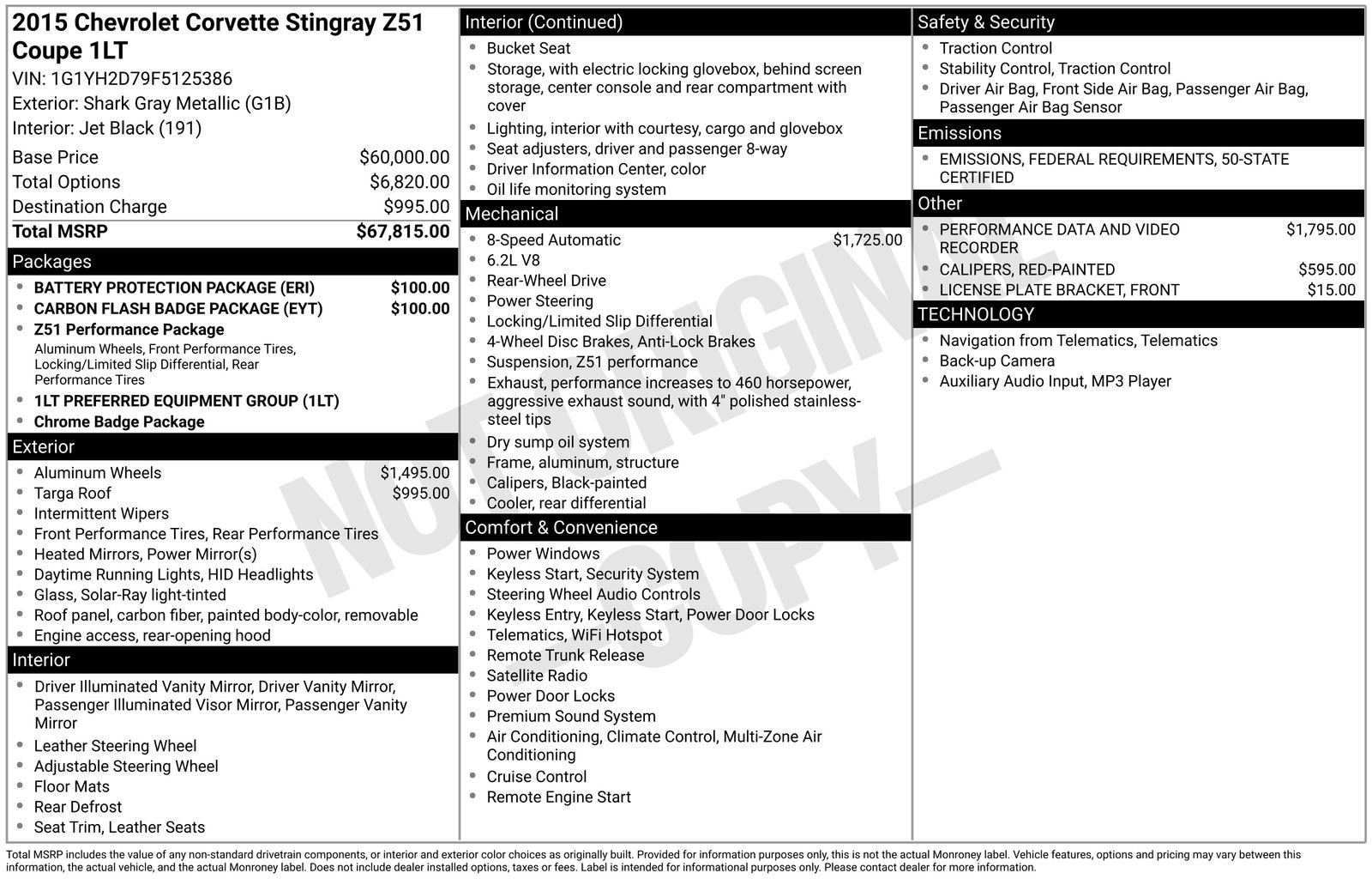 Used 2015 Chevrolet Corvette Stingray Coupe w/ Carbon Flash Badge Package image 28