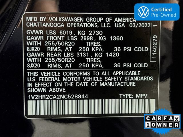 Used 2022 Volkswagen Atlas SE w/ Black Wheel Package AWD/4WD image 32