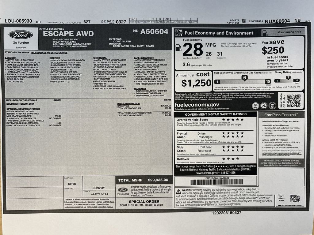 Used 2022 Ford Escape SE image 55
