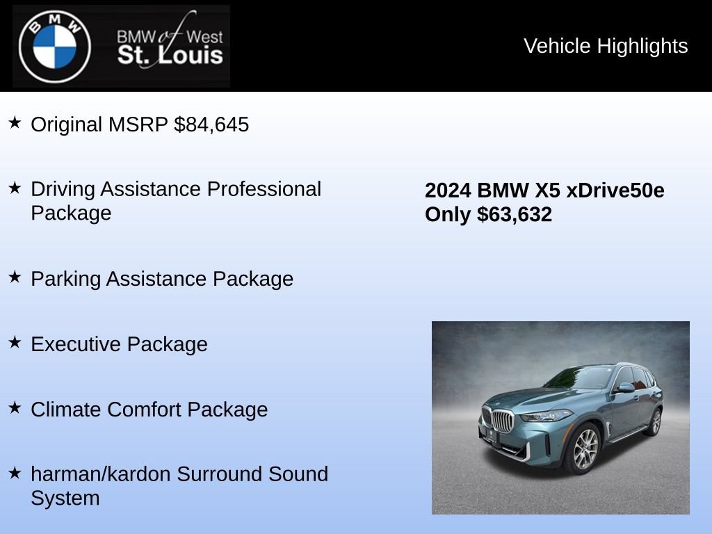 Used 2024 BMW X5 xDrive50e w/ Executive Package AWD/4WD image 8